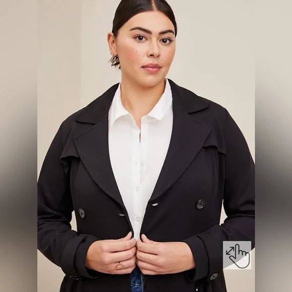 Torrid Brushed Ponte Trench Coat. Size LARGE. (Torrid size 0) - Picture 3 of 7